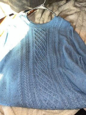 croft & barrow Light Blue Cable-Knit Crewneck Sweater